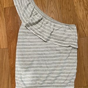 JCrew Women’s one sleeve gray/white top, size XS